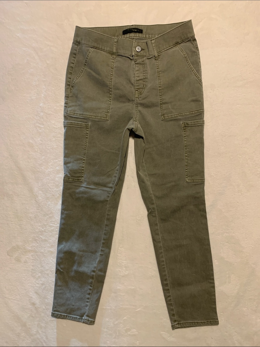 Stitch Star Pull-On one button Stretch Denim army green cargo Jeggings large